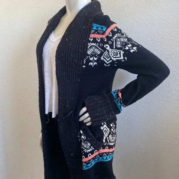 Love Stitch long cardigan black abstract print Size Medium - Picture 11 of 11